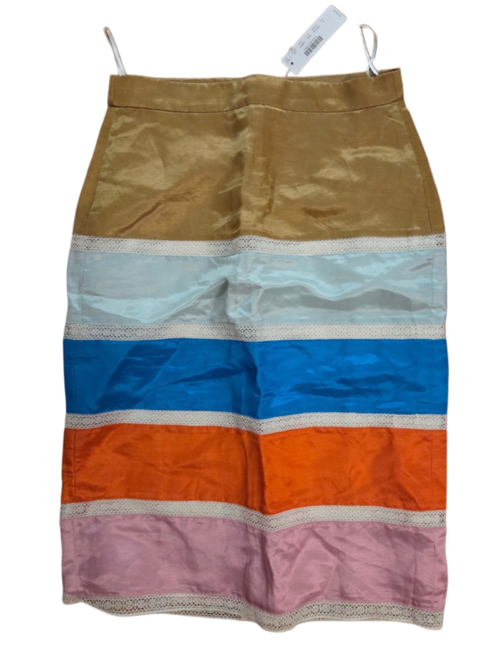 J. Crew Striped Colorblock Pencil Skirt in Gold, Light Blue, Blue, Orange, Pink